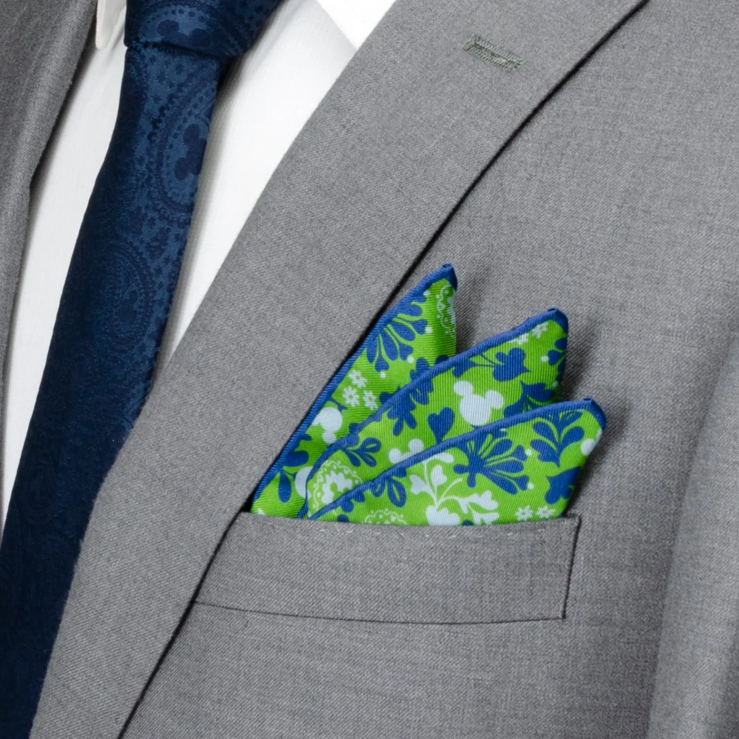 Clearance Mickey Floral Green Pocket Square Pocket Squares