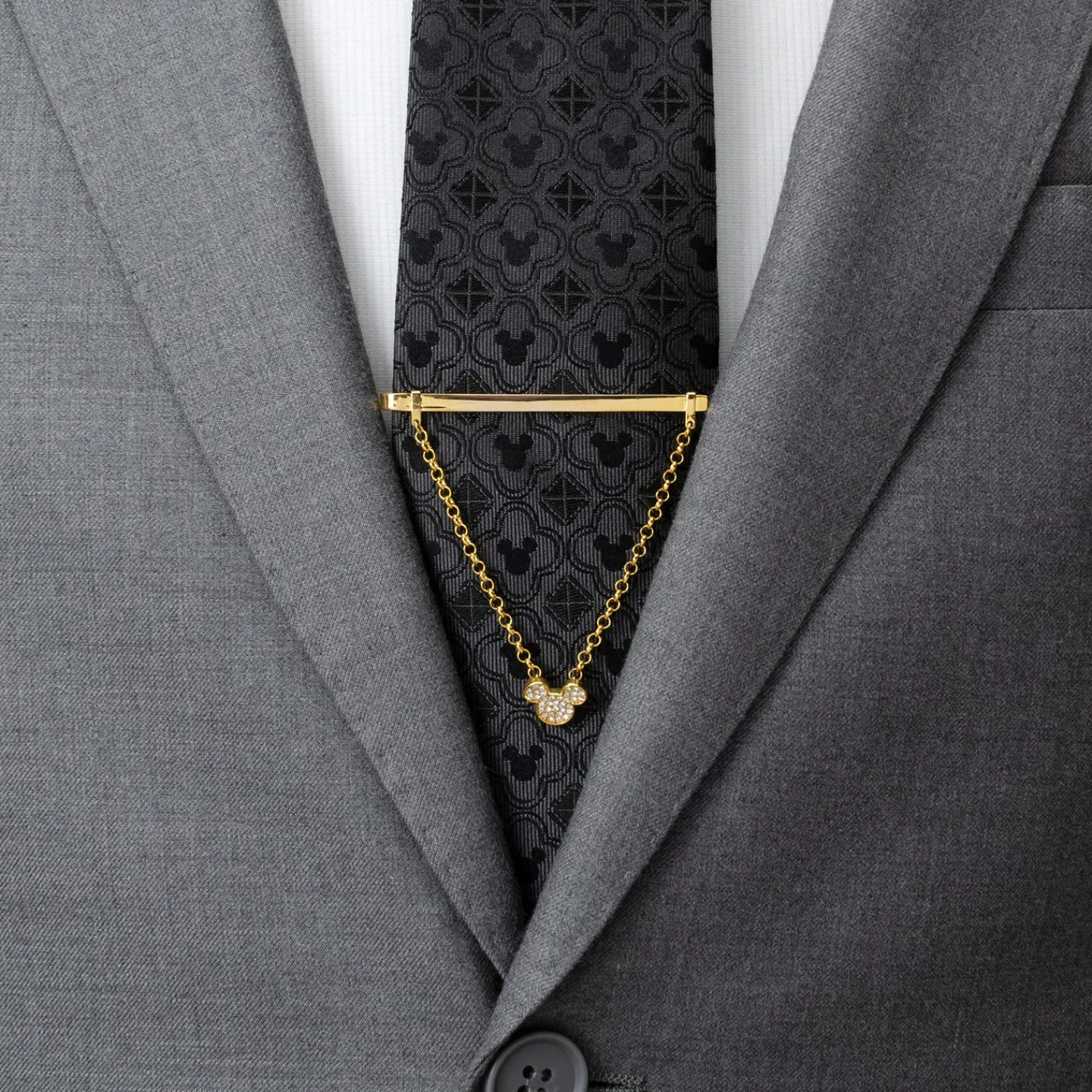 Store Mickey Gold Crystal Chain Tie Bar Movies & Characters Tie Bars