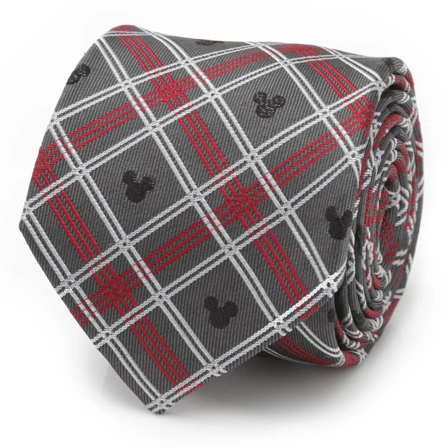 New Mickey Mouse Holiday Plaid Gray Silk Men's Tie Disney Ties