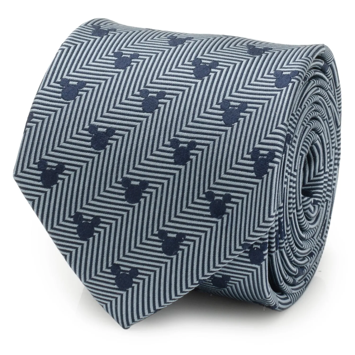 New Mickey Silhouette Blue Herringbone Men's Tie Disney Ties
