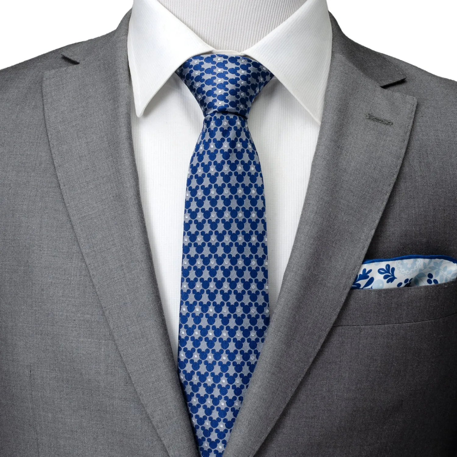 New Mickey Silhouette Pattern Dot Blue Tie Disney Ties