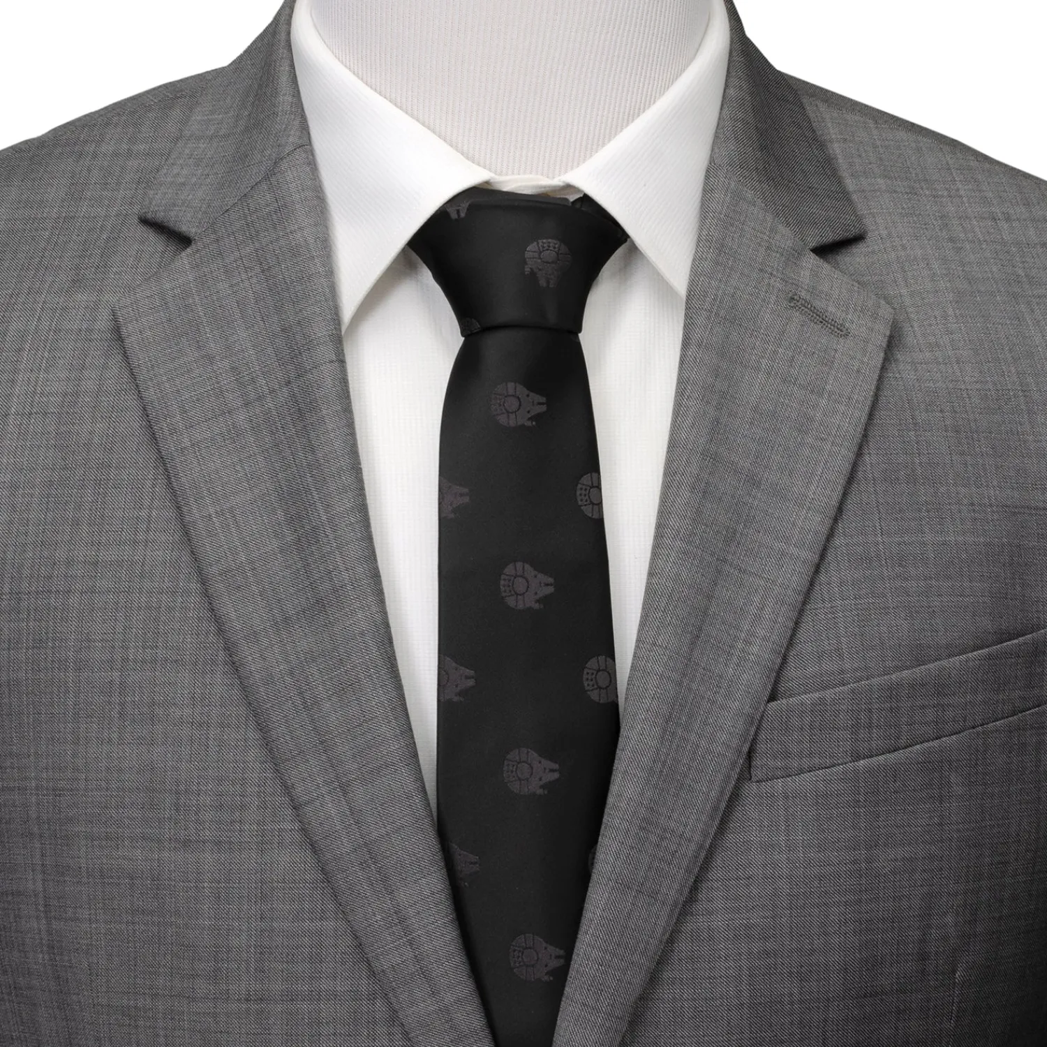 Fashion Millennium Falcon Black Tonal Men's Tie Star Wars Ties
