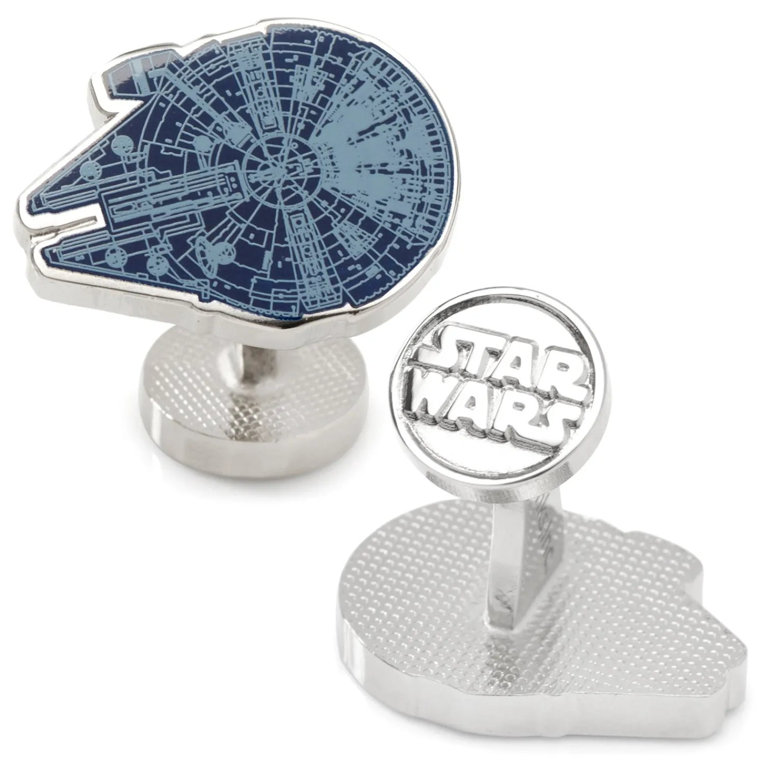 Shop Millennium Falcon Blueprint Blue Cufflinks Luxury Cufflinks | Hobbies & Interests Cufflinks