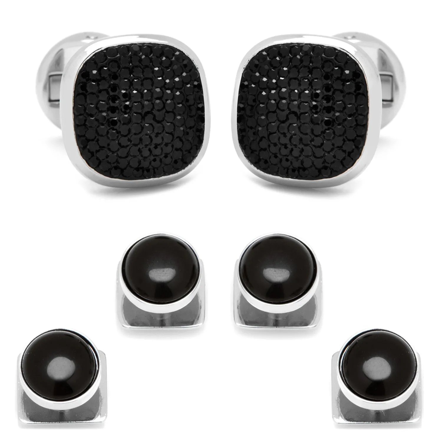 New Mixed Pave Crystal and Onyx Stud Set Stud Sets