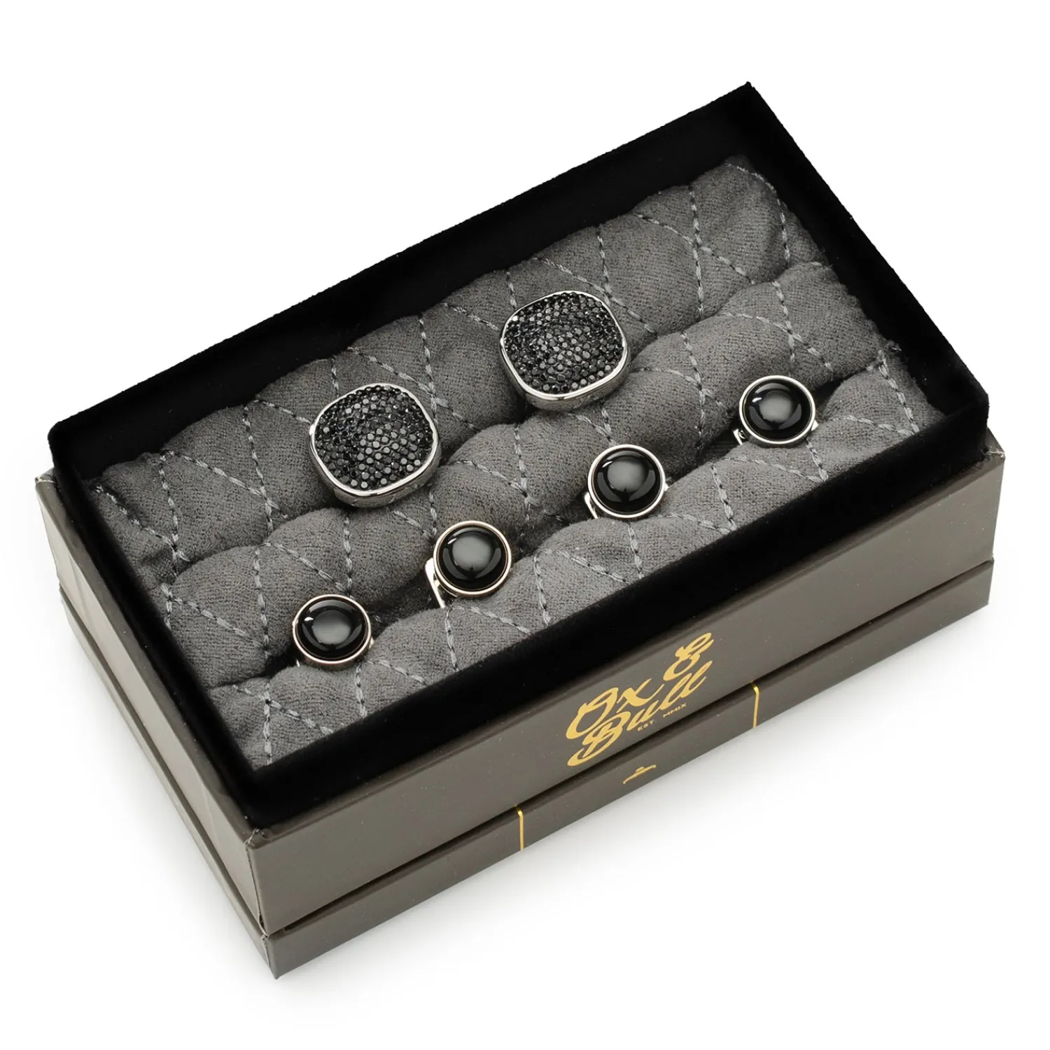 New Mixed Pave Crystal and Onyx Stud Set Stud Sets