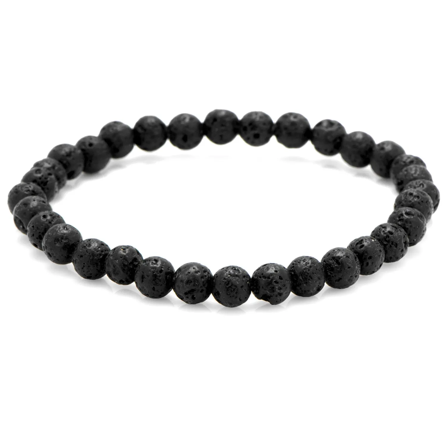 Sale 6mm Black Lava Rock Beaded Elastic Bracelet Bracelets