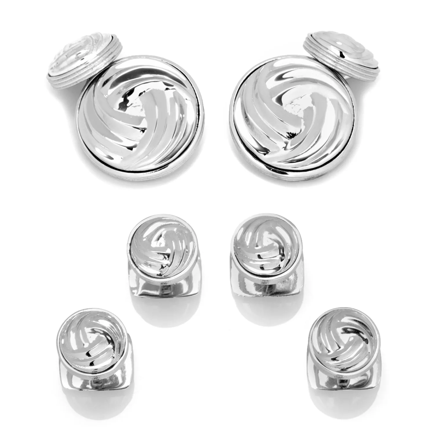 New Modern Knot Sterling Silver Cufflinks and Stud Set Stud Sets