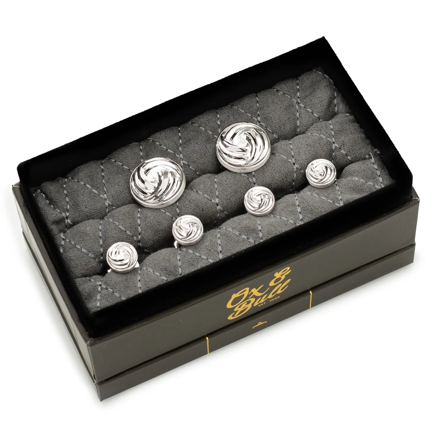 New Modern Knot Sterling Silver Cufflinks and Stud Set Stud Sets