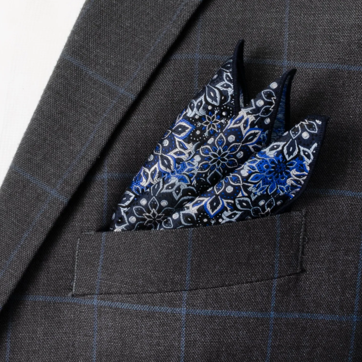 Best Sale Navy Floral Pocket Square Pocket Squares