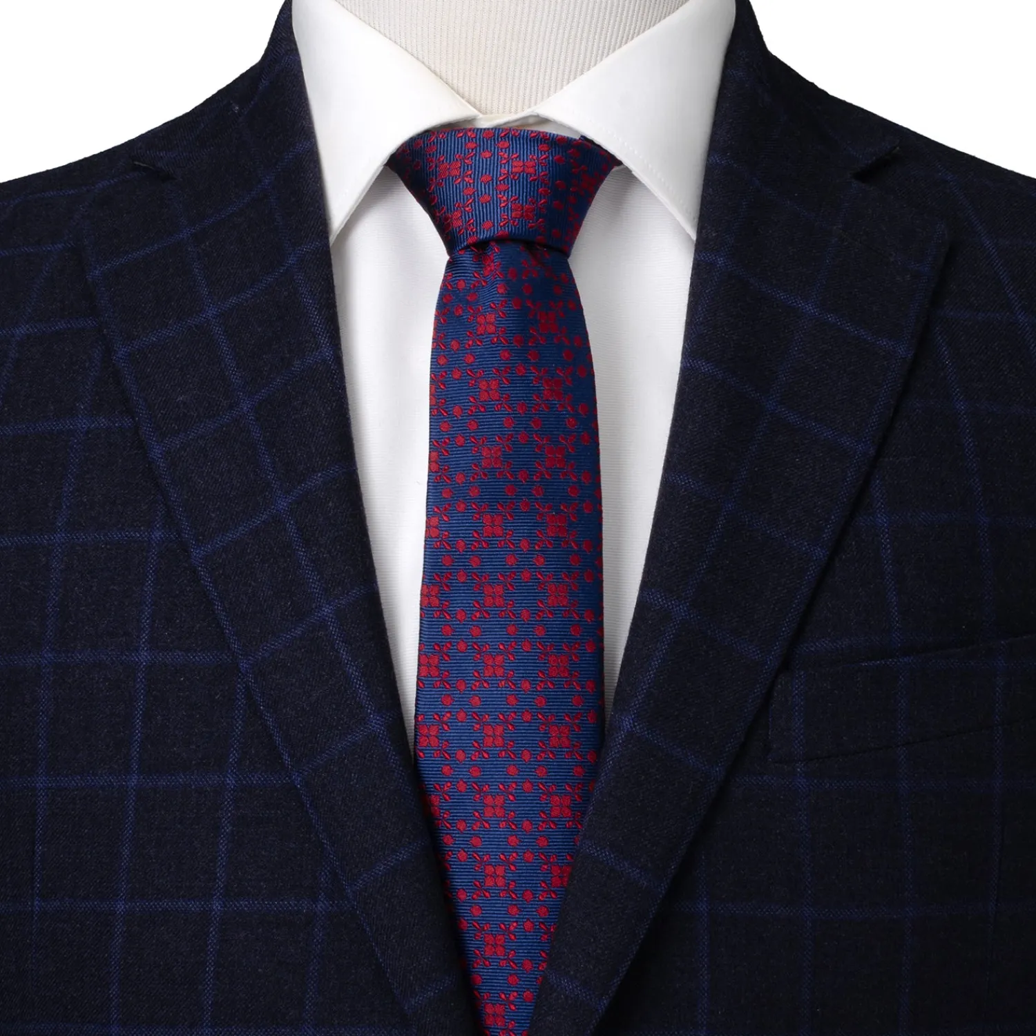 Hot Navy/Red Patterned Men's Tie Classic Ties