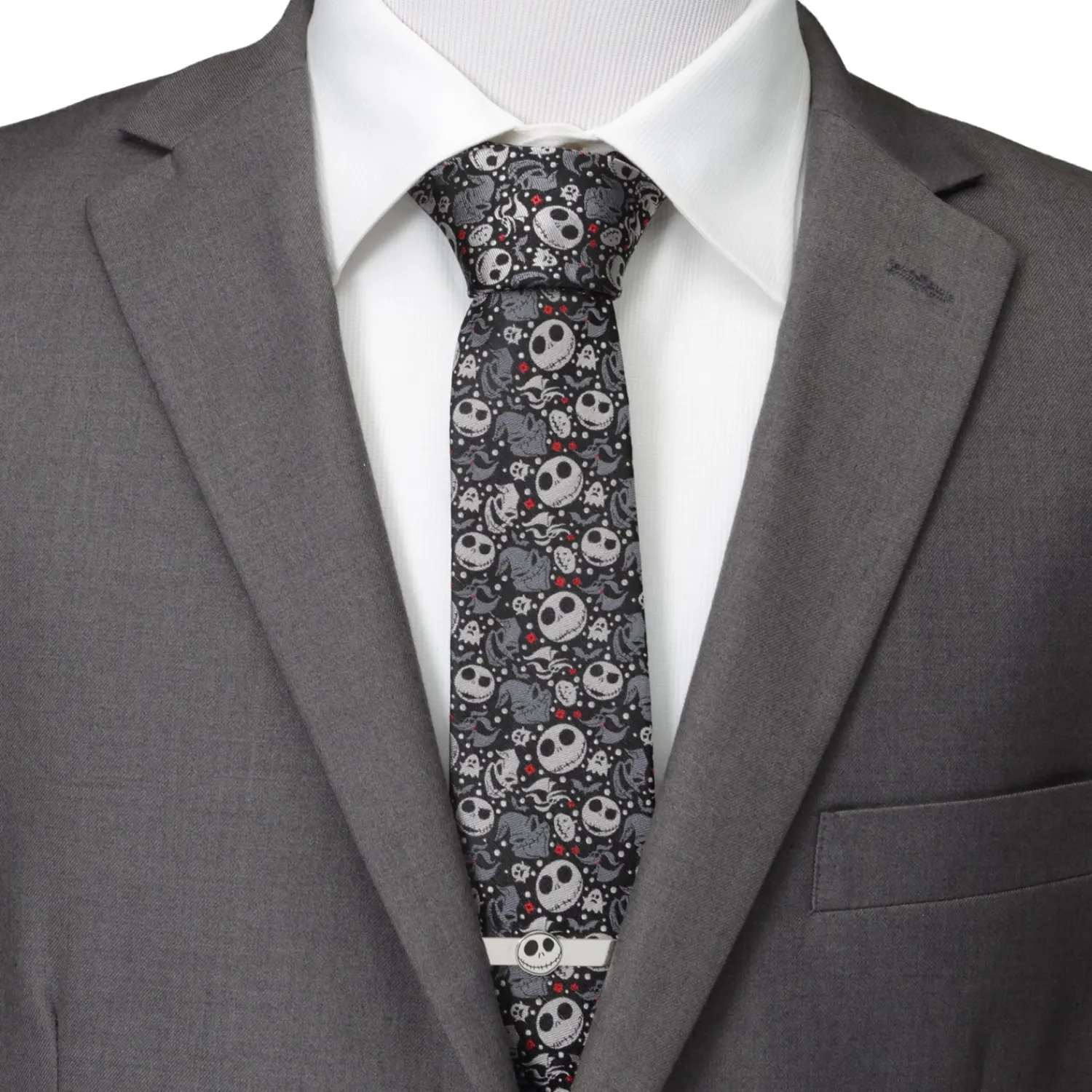 Store Nightmare Before Christmas Black Gray Pattern Men's Tie Disney Ties