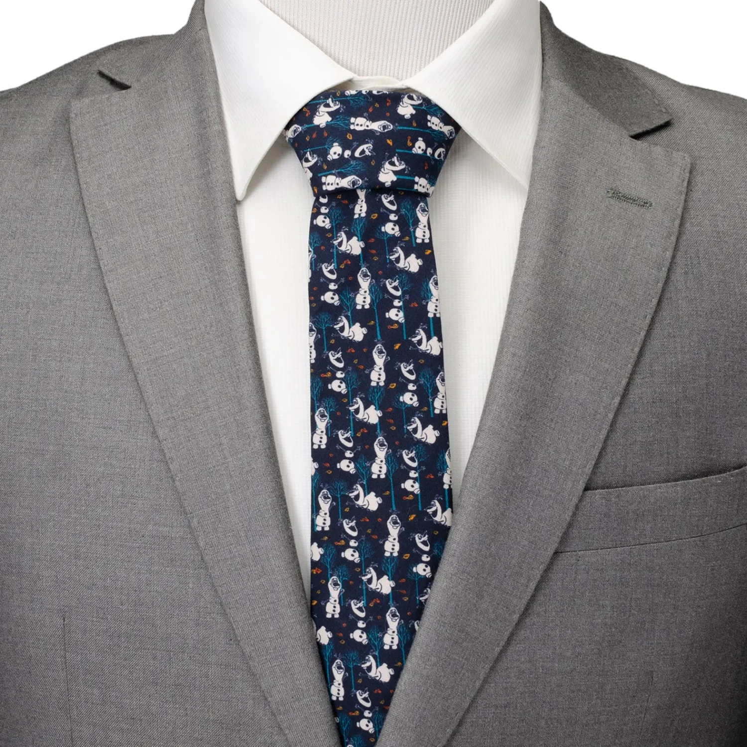 Shop Olaf Navy Pattern Men's Tie Disney Ties