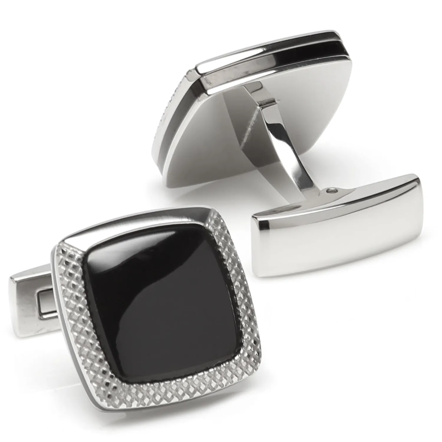 Online Onyx Cushion Stainless Steel Cufflinks Luxury Cufflinks | Hobbies & Interests Cufflinks