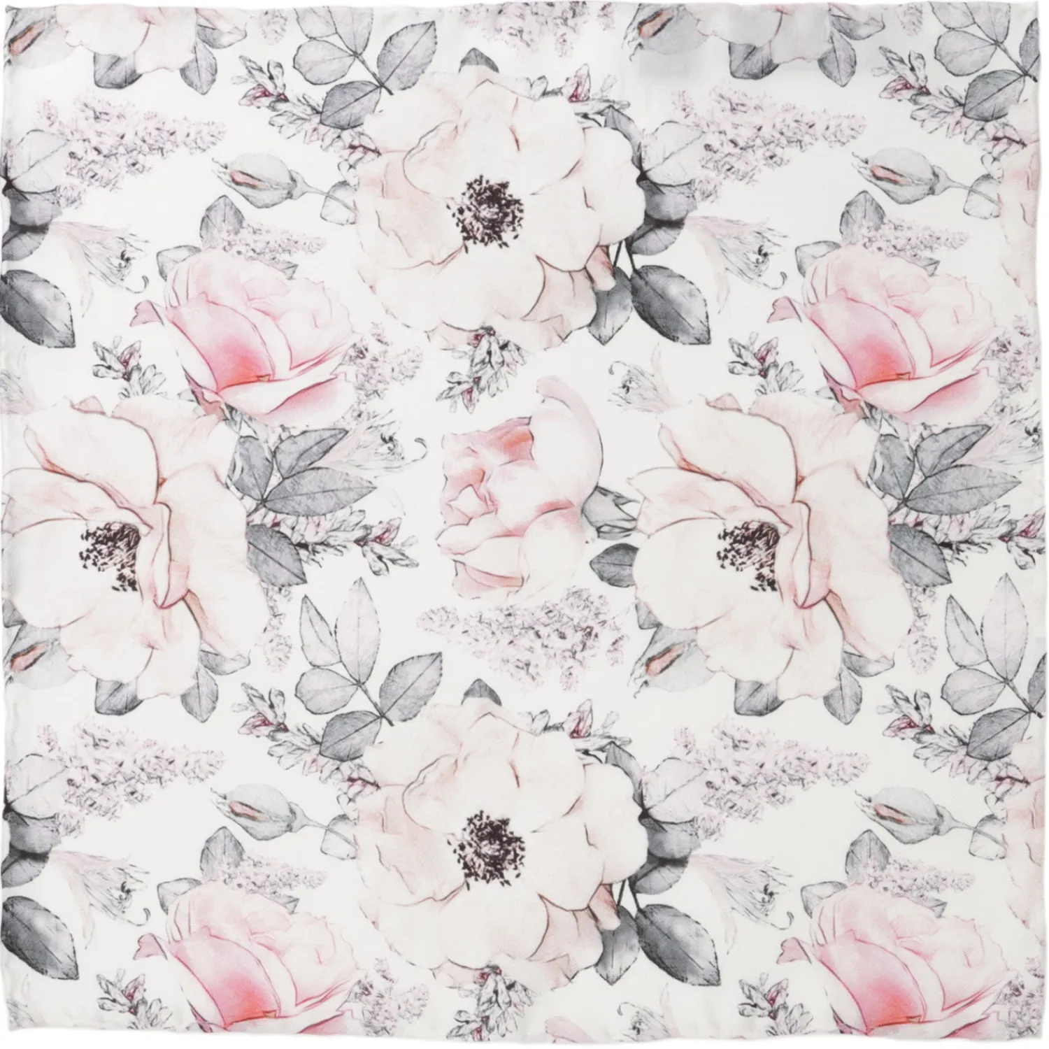 Discount Painted Floral Gray Pocket Square Pocket Squares