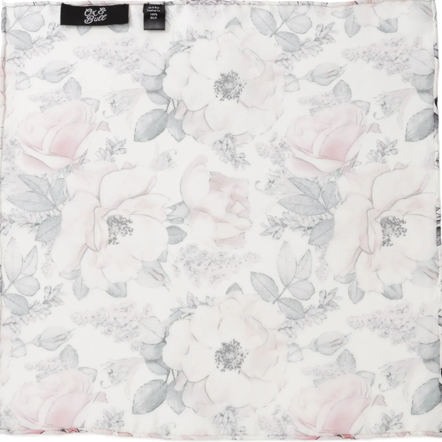 Discount Painted Floral Gray Pocket Square Pocket Squares