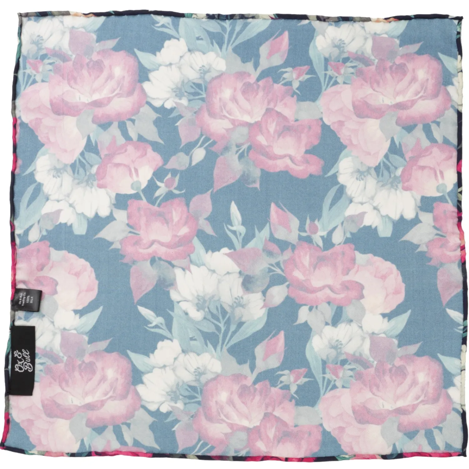 Discount Painted Floral Navy Pocket Square Pocket Squares