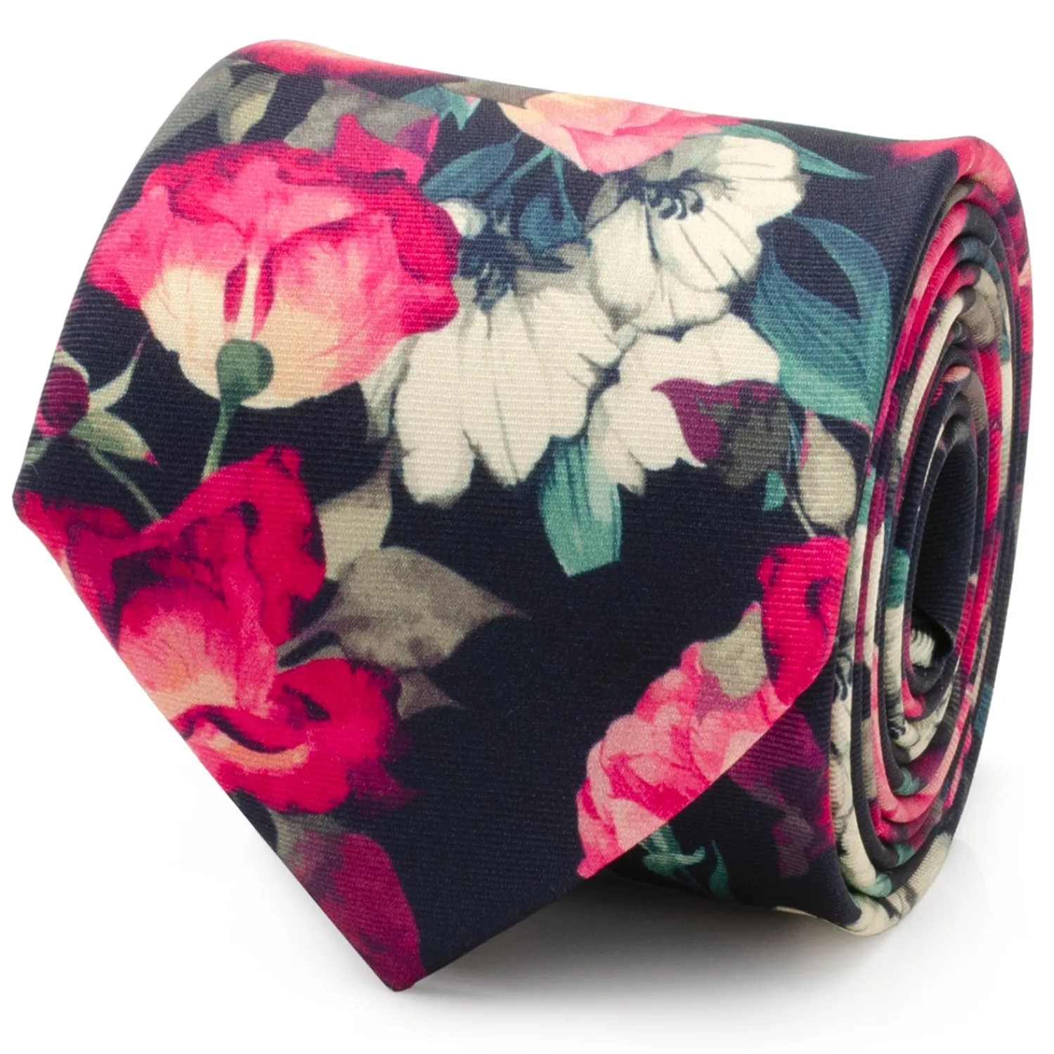 Online Painted Floral Navy Silk Men's Tie Classic Ties