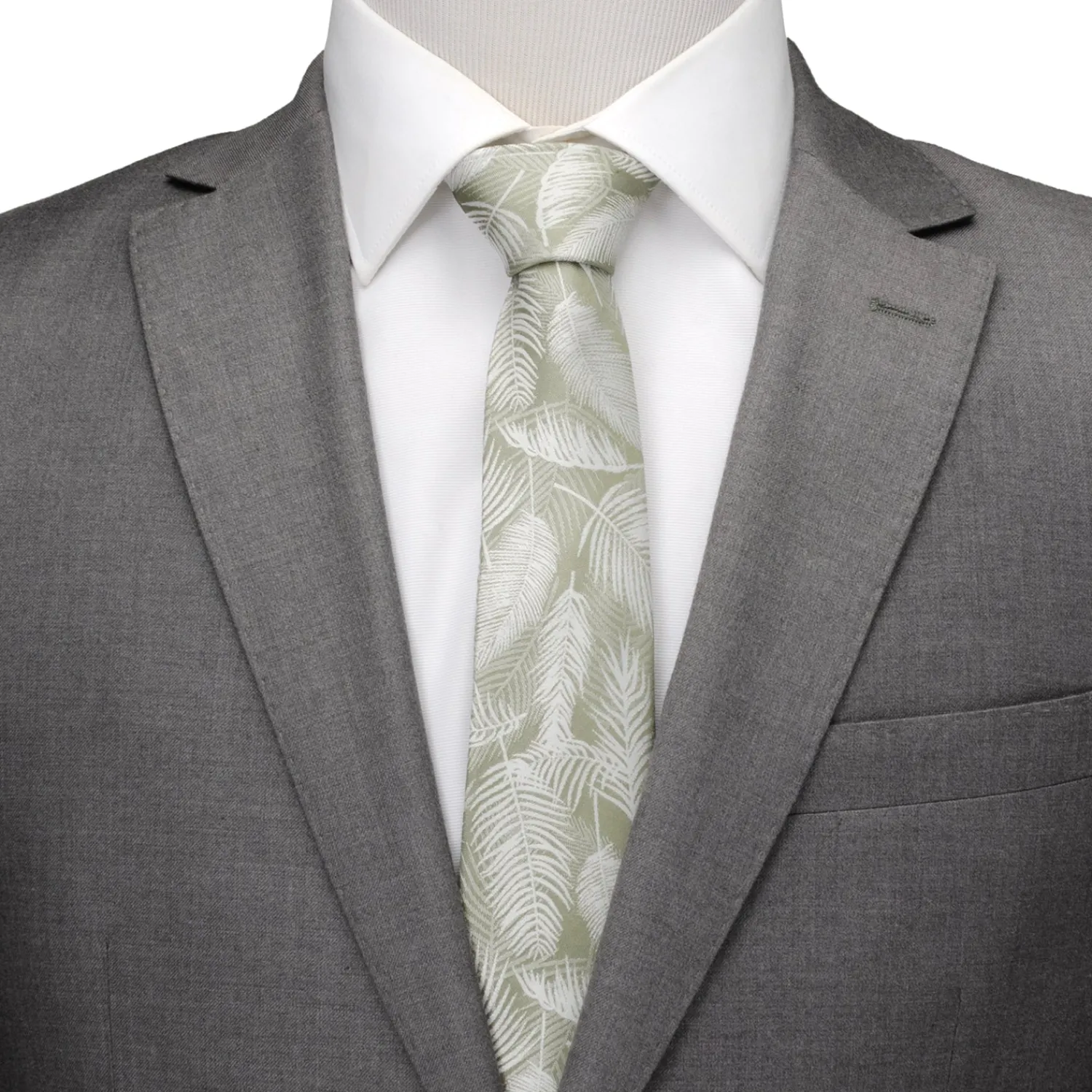 Fashion Palm Leaf Light Sage Tie Classic Ties
