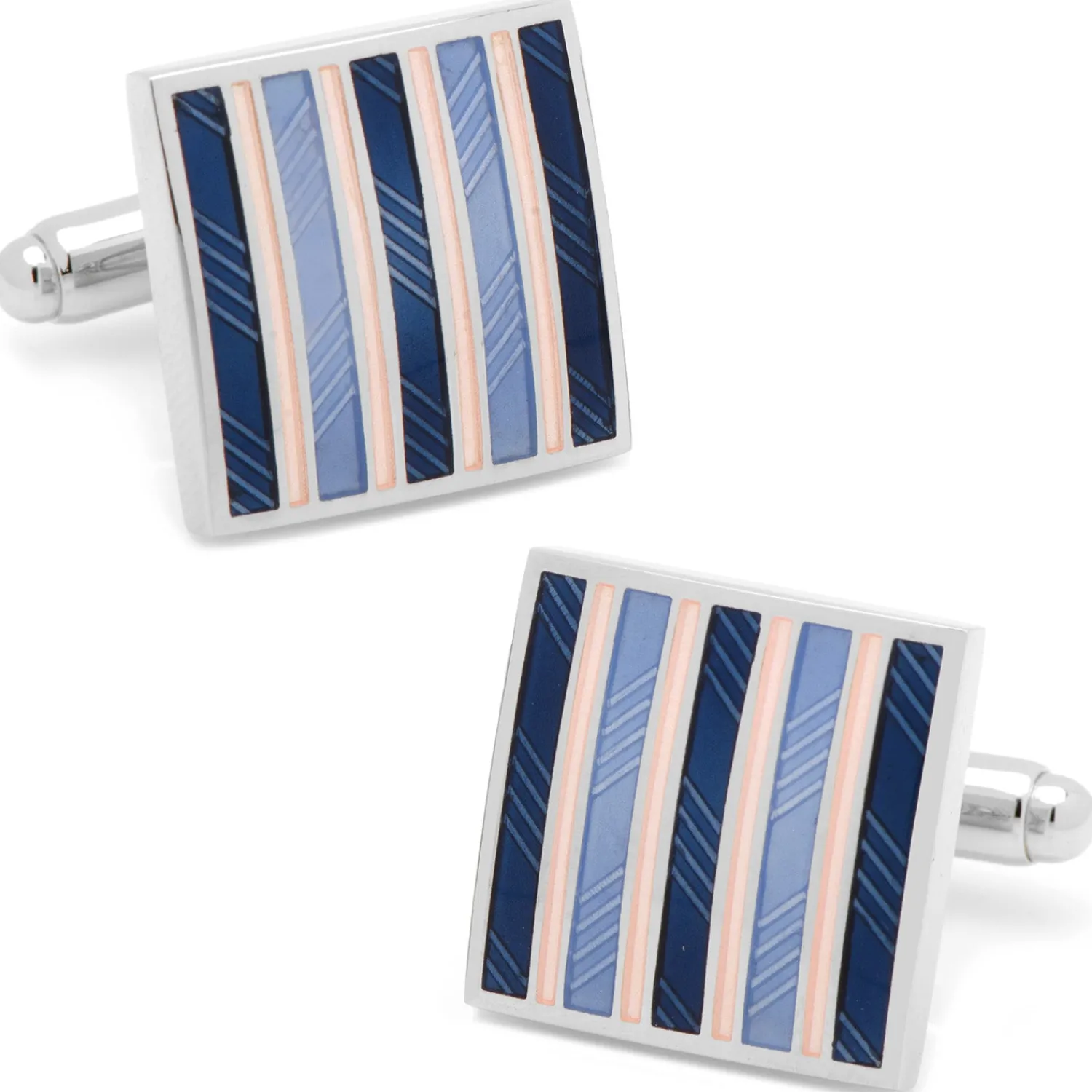 Fashion Pink and Navy Striped Square Cufflinks Luxury Cufflinks | Hobbies & Interests Cufflinks