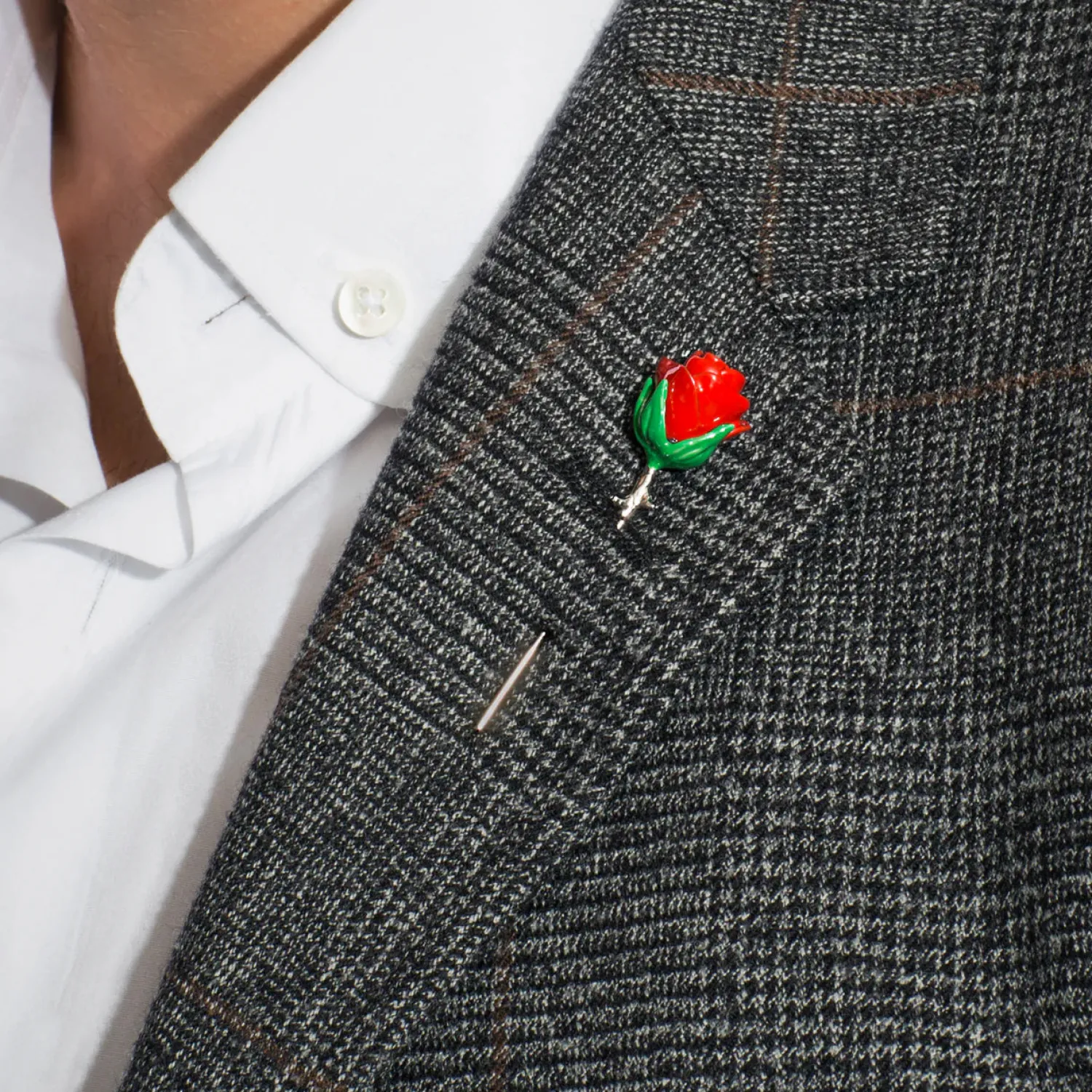 Online Rose Lapel Pin In Palladium Plating Lapel Pins
