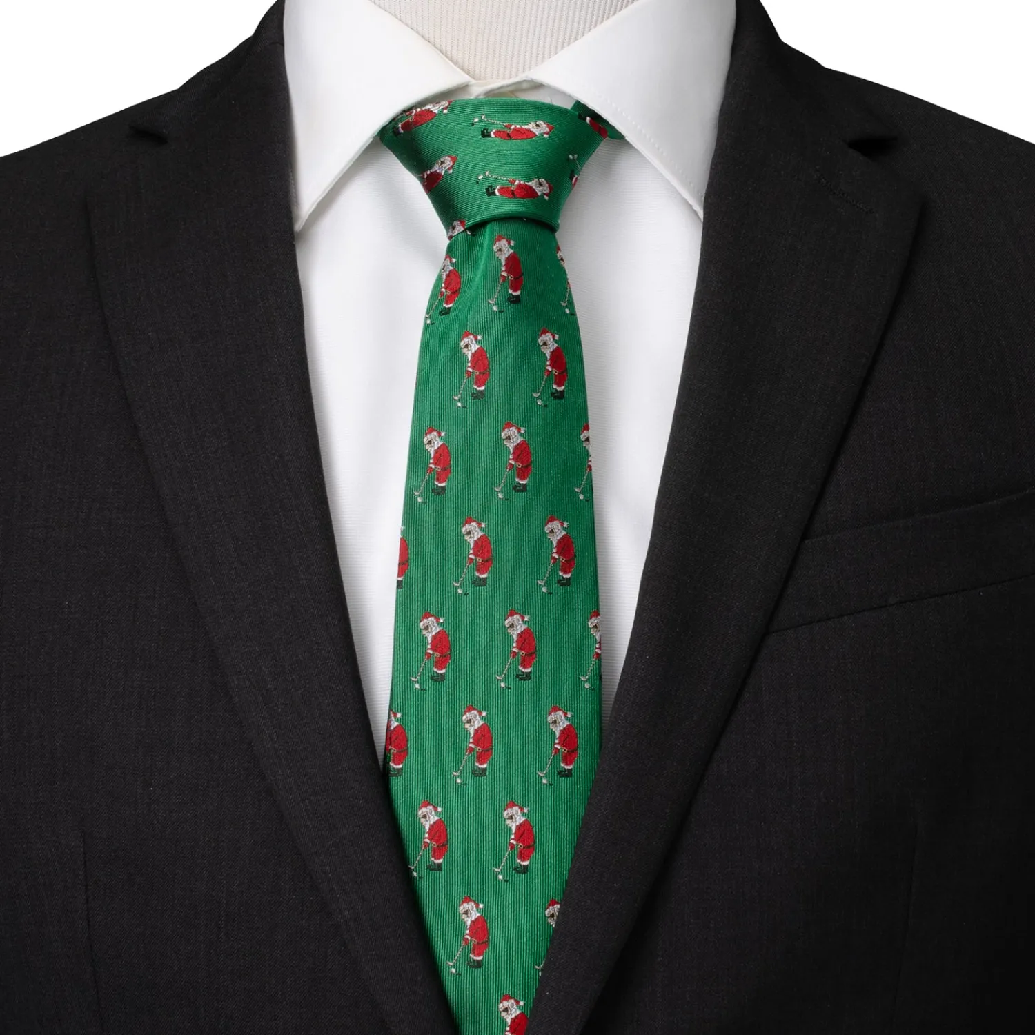 Sale Santa Golf Par-Tee Men's Green Tie Classic Ties | Hobbies & Interests Cufflinks