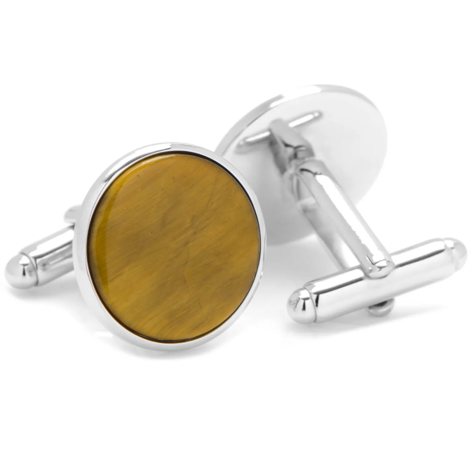 Outlet Silver and Tiger's Eye Cufflinks Hobbies & Interests Cufflinks | Luxury Cufflinks