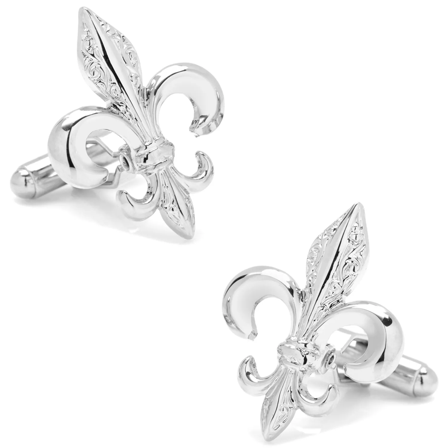 Store Silver Etched Fleur de Lis Cufflinks Luxury Cufflinks | Hobbies & Interests Cufflinks