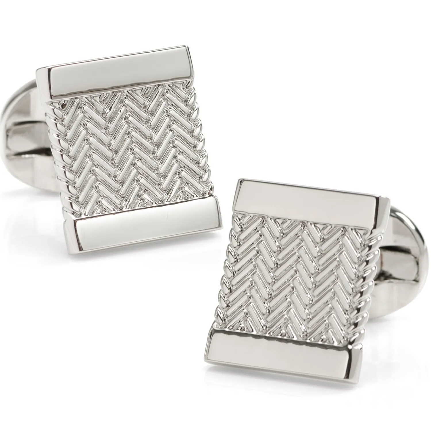 Fashion Silver Herringbone Cufflinks Luxury Cufflinks | Hobbies & Interests Cufflinks