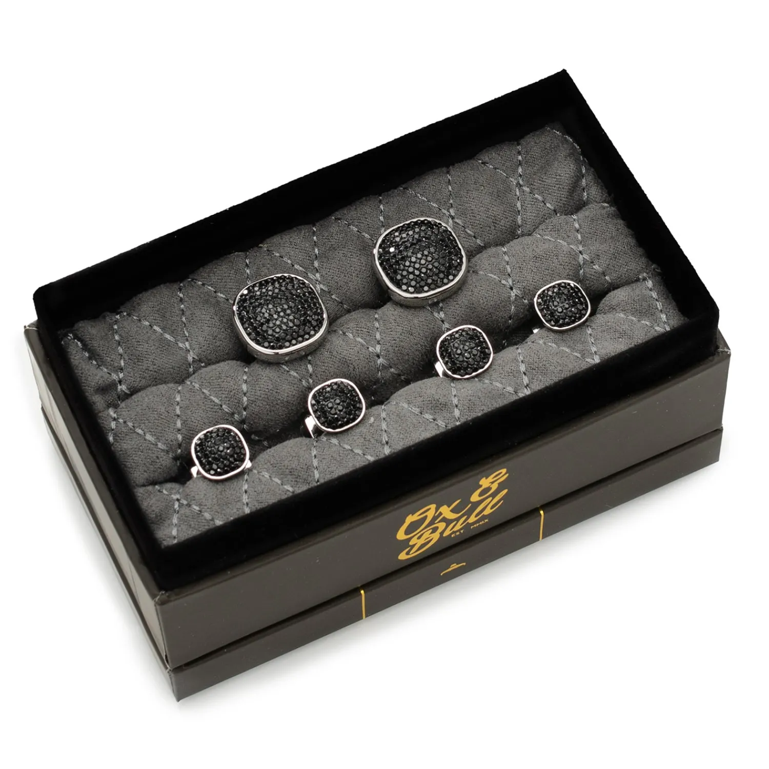 Shop Stainless Steel Black Pave Crystal Stud Set Stud Sets