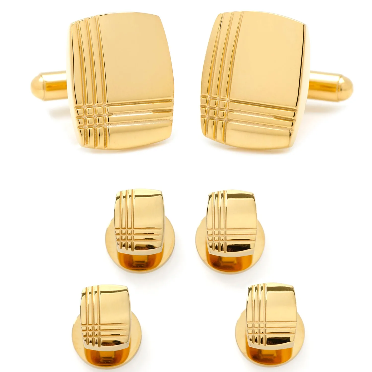 Online Stainless Steel Gold Tartan Stud Set Stud Sets