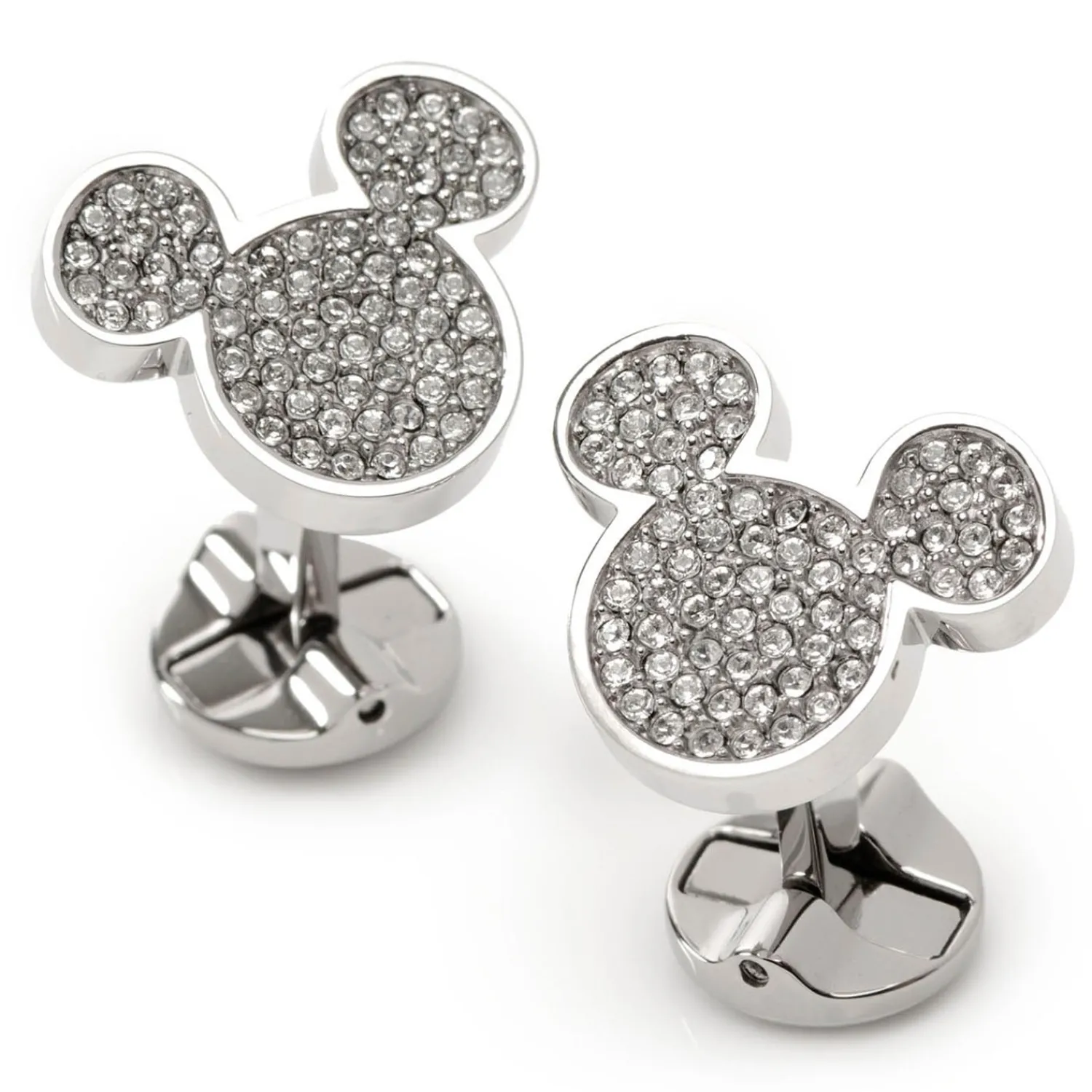 Store Stainless Steel White Pave Crystal Mickey Mouse Cufflinks Luxury Cufflinks | Movies & Characters Cufflinks