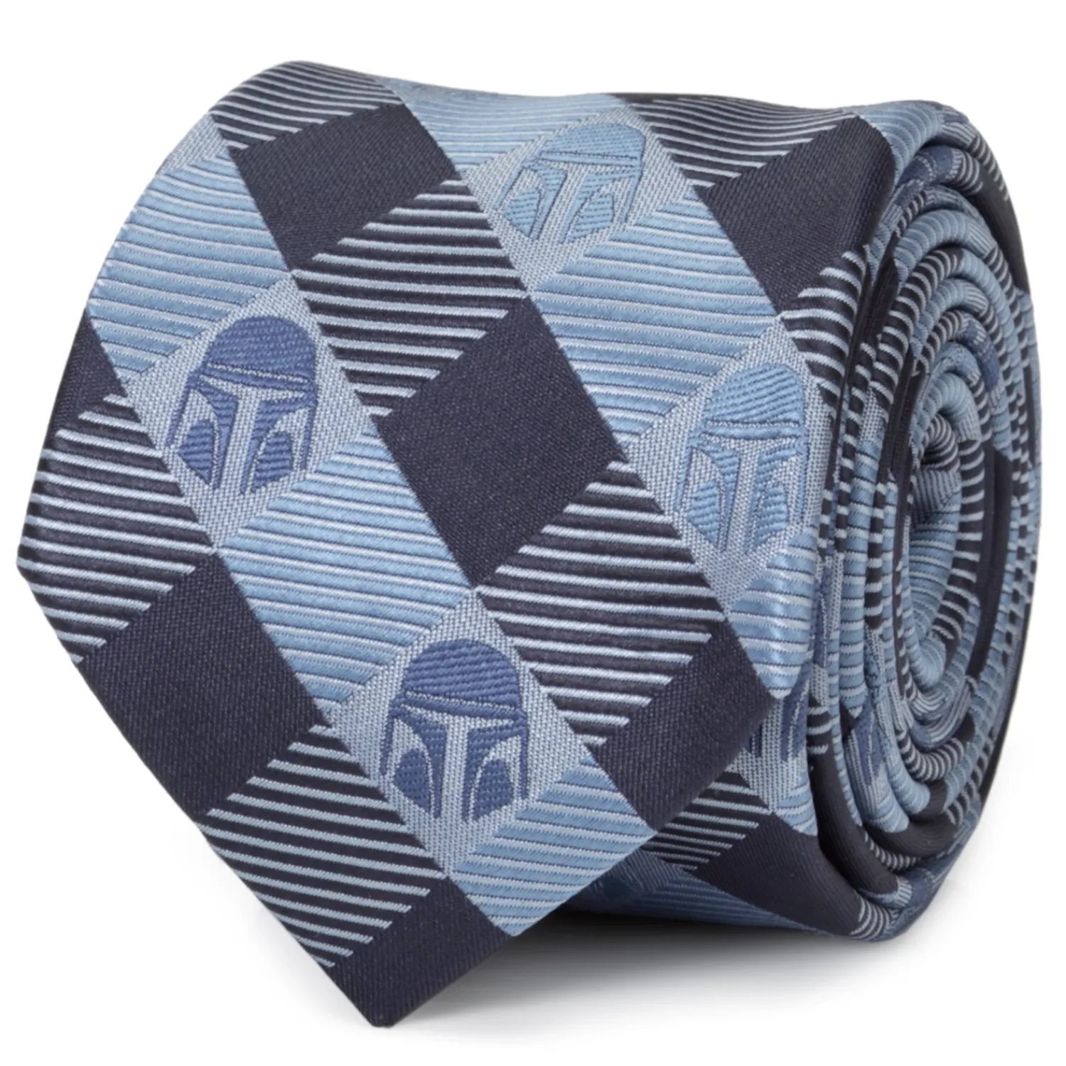 star_wars_mando_helmet_check_blue_mens_tie_3.webp Best Sale Mando Helmet Check Blue Mens Tie Star Wars Ties