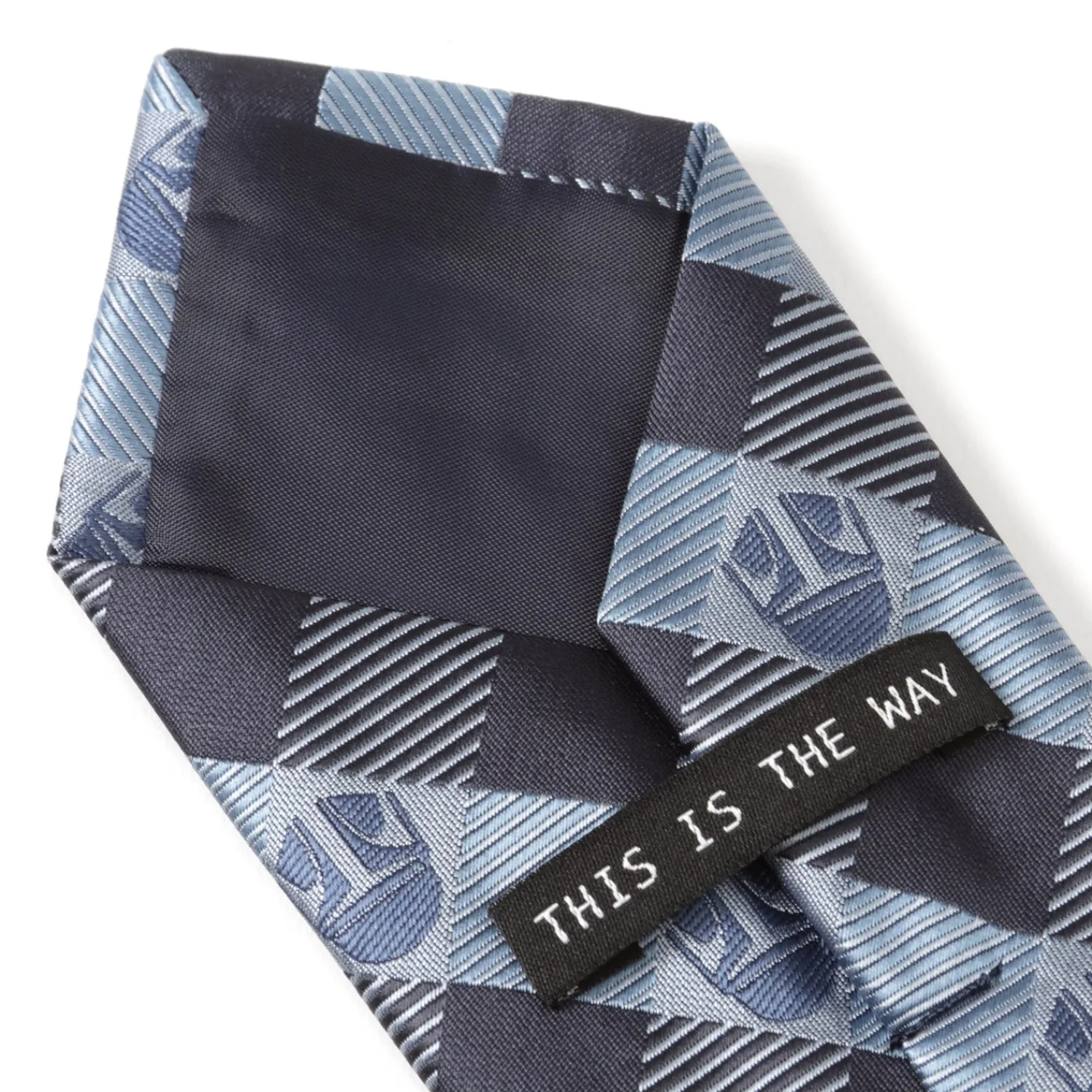 star_wars_mando_helmet_check_blue_mens_tie_6.webp Best Sale Mando Helmet Check Blue Mens Tie Star Wars Ties