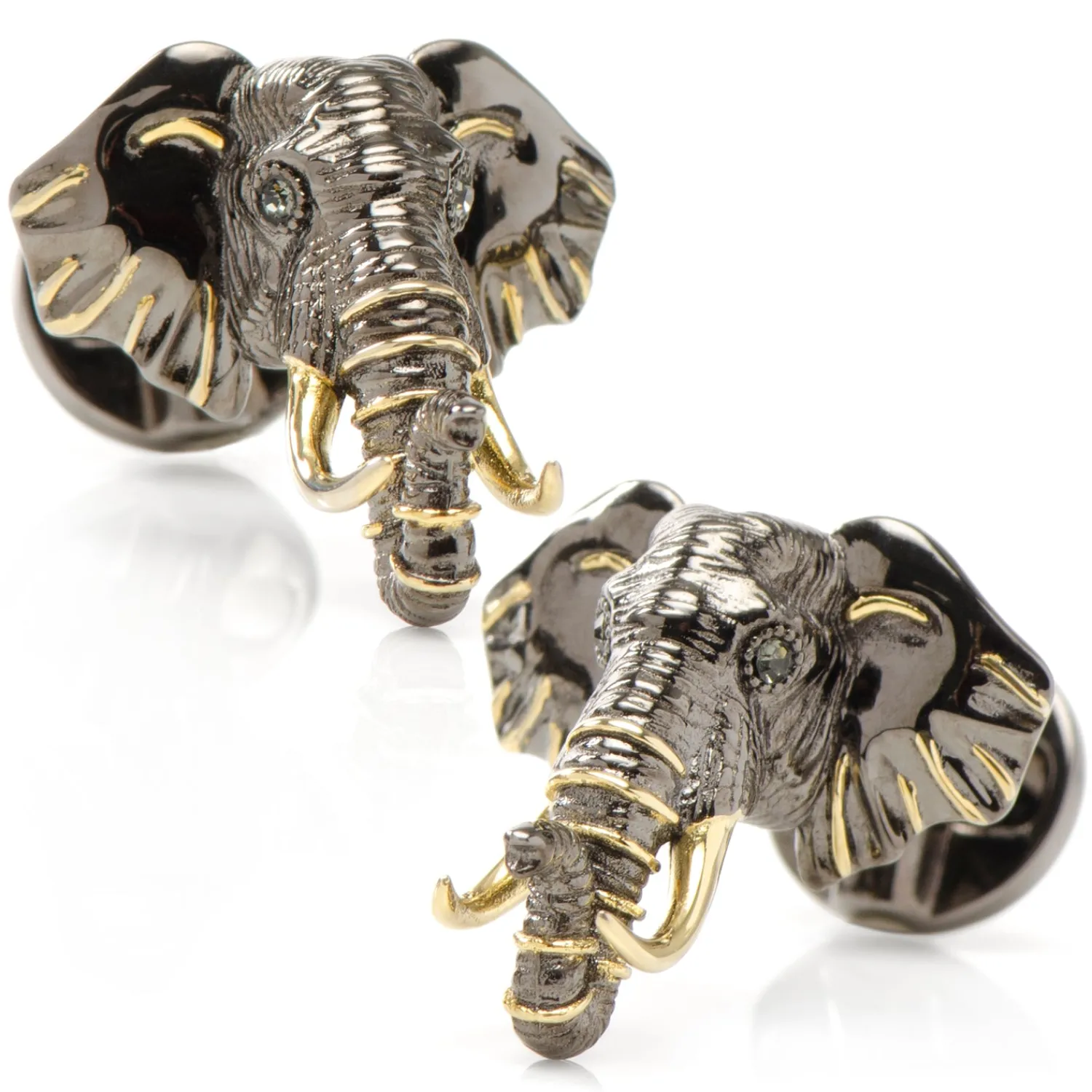 Best Sale Sterling Silver and 14K Gold Elephant Cufflinks Luxury Cufflinks | Hobbies & Interests Cufflinks