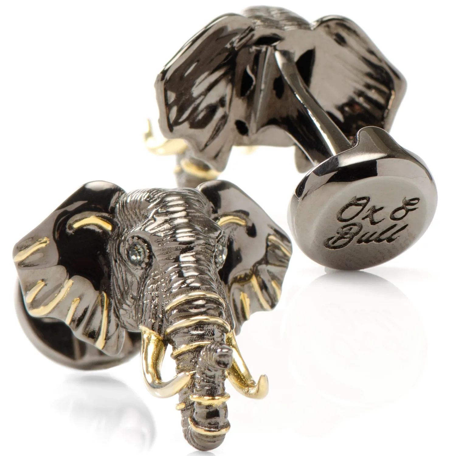Best Sale Sterling Silver and 14K Gold Elephant Cufflinks Luxury Cufflinks | Hobbies & Interests Cufflinks
