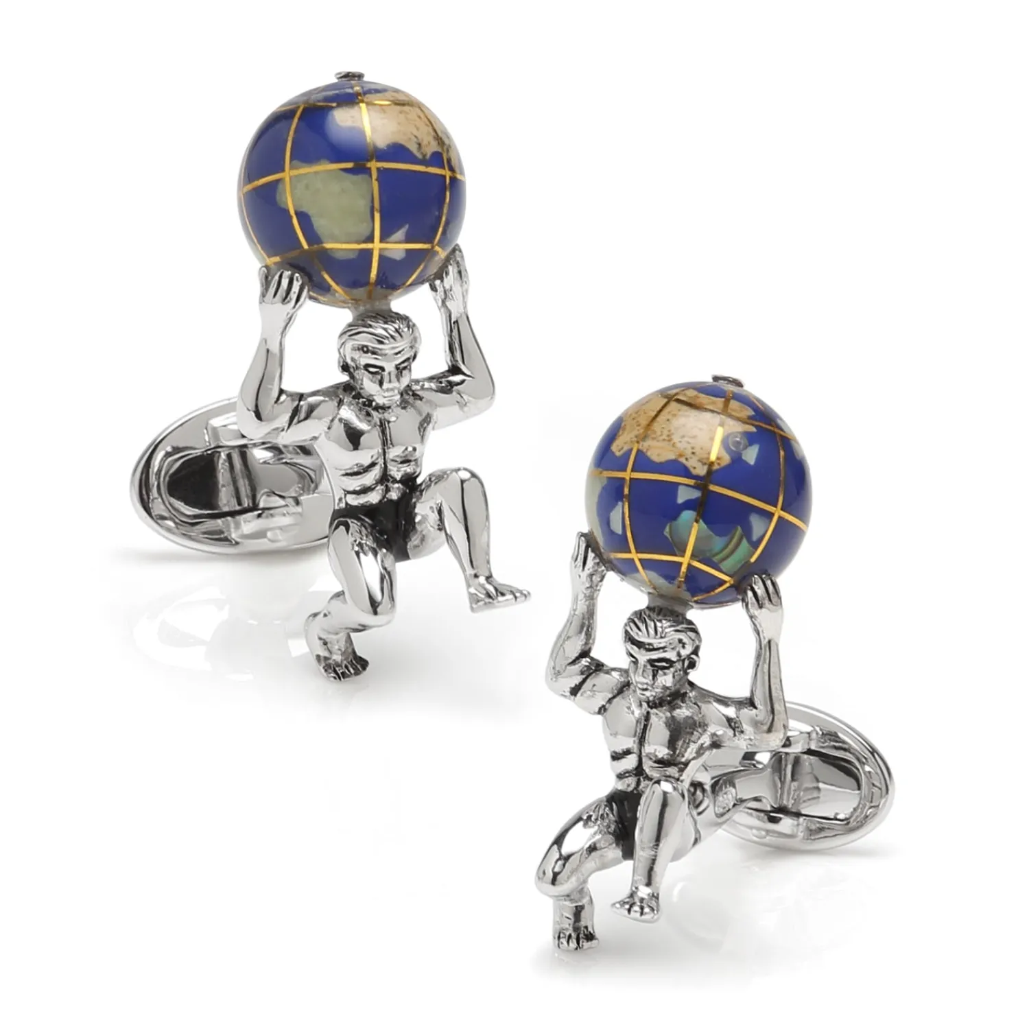 Outlet Sterling Silver Atlas Carrying The World Cufflinks Luxury Cufflinks | Hobbies & Interests Cufflinks