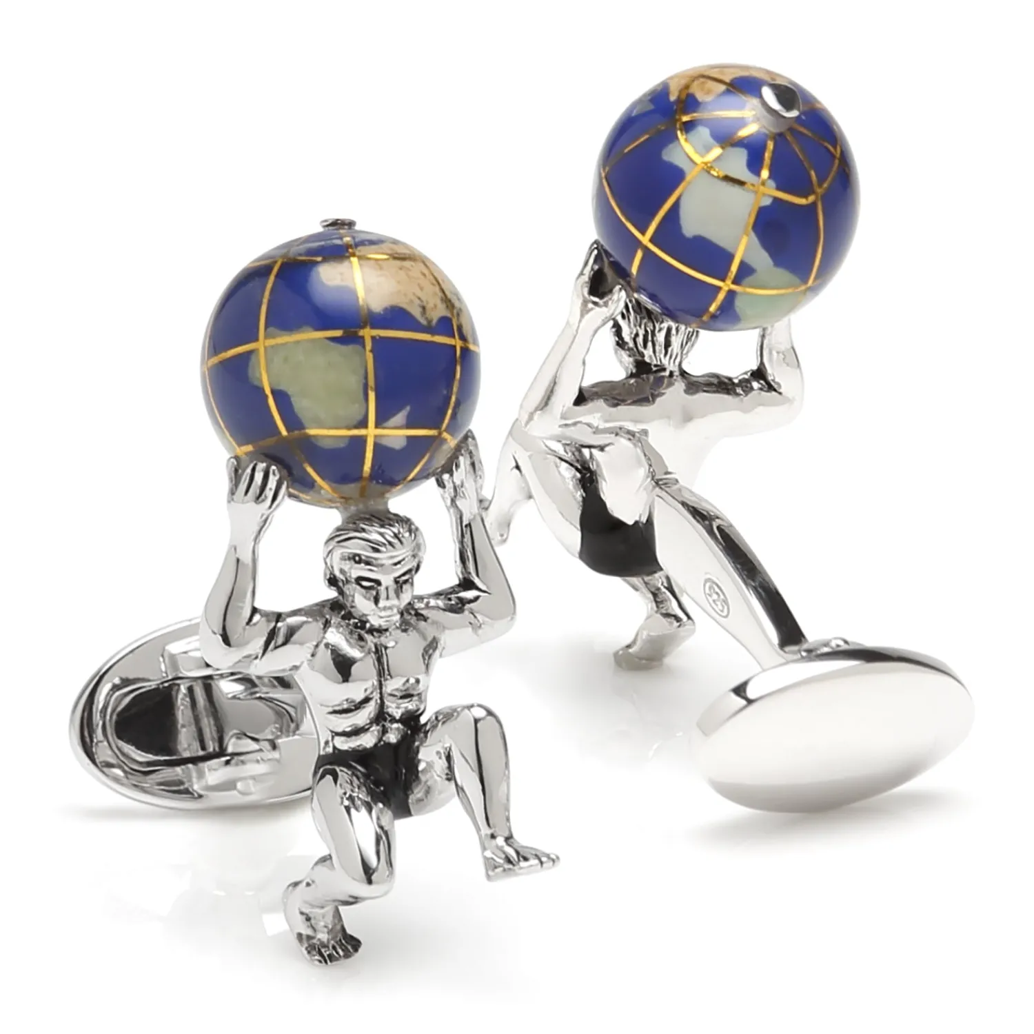 Outlet Sterling Silver Atlas Carrying The World Cufflinks Luxury Cufflinks | Hobbies & Interests Cufflinks