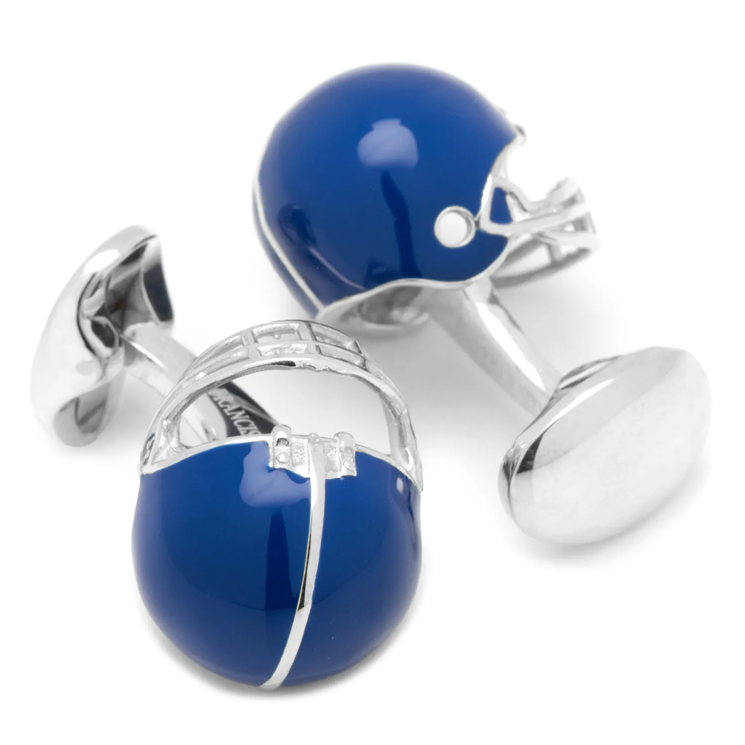 Shop Sterling Silver Blue Football Helmet Cufflinks Luxury Cufflinks | Hobbies & Interests Cufflinks