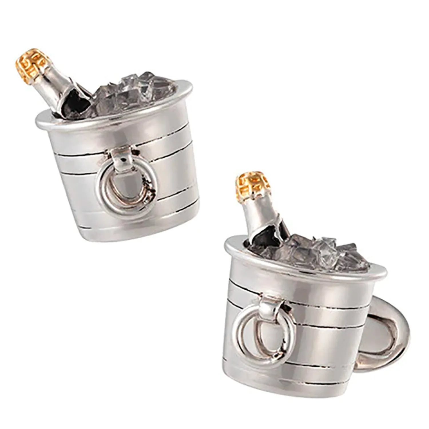 Best Sale Sterling Silver Champagne Bucket Cufflinks Luxury Cufflinks | Hobbies & Interests Cufflinks