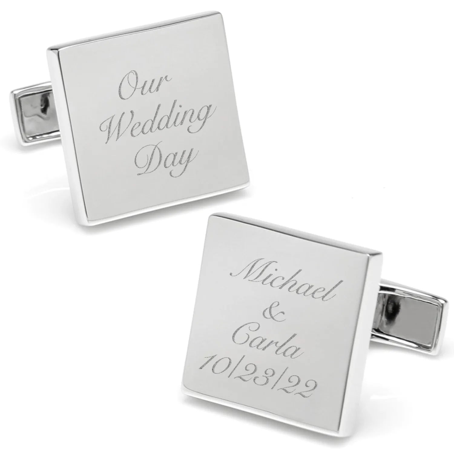 Outlet Sterling Silver Infinity Edge Square Engravable Cufflinks Luxury Cufflinks | Hobbies & Interests Cufflinks