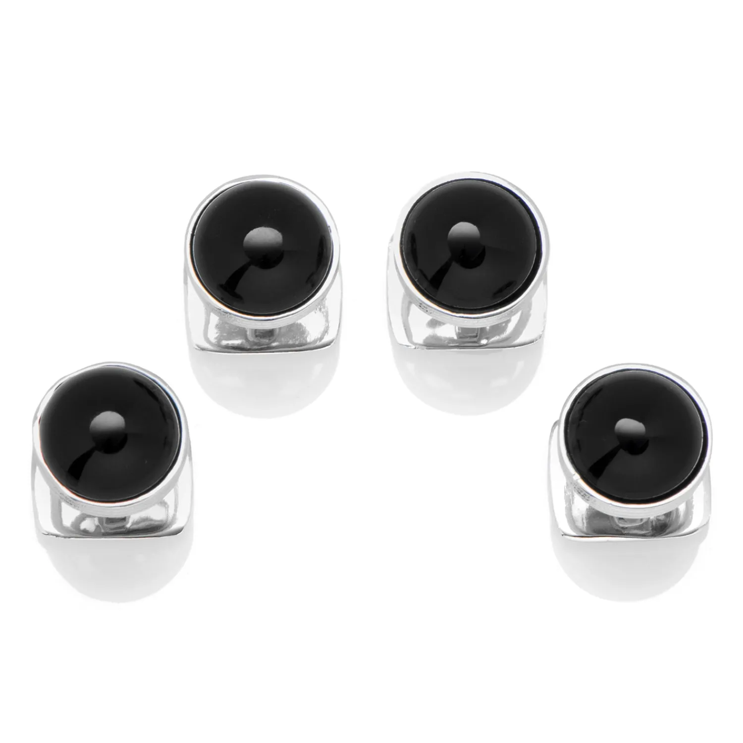 Outlet Sterling Silver Ribbed Onyx Studs Stud Sets