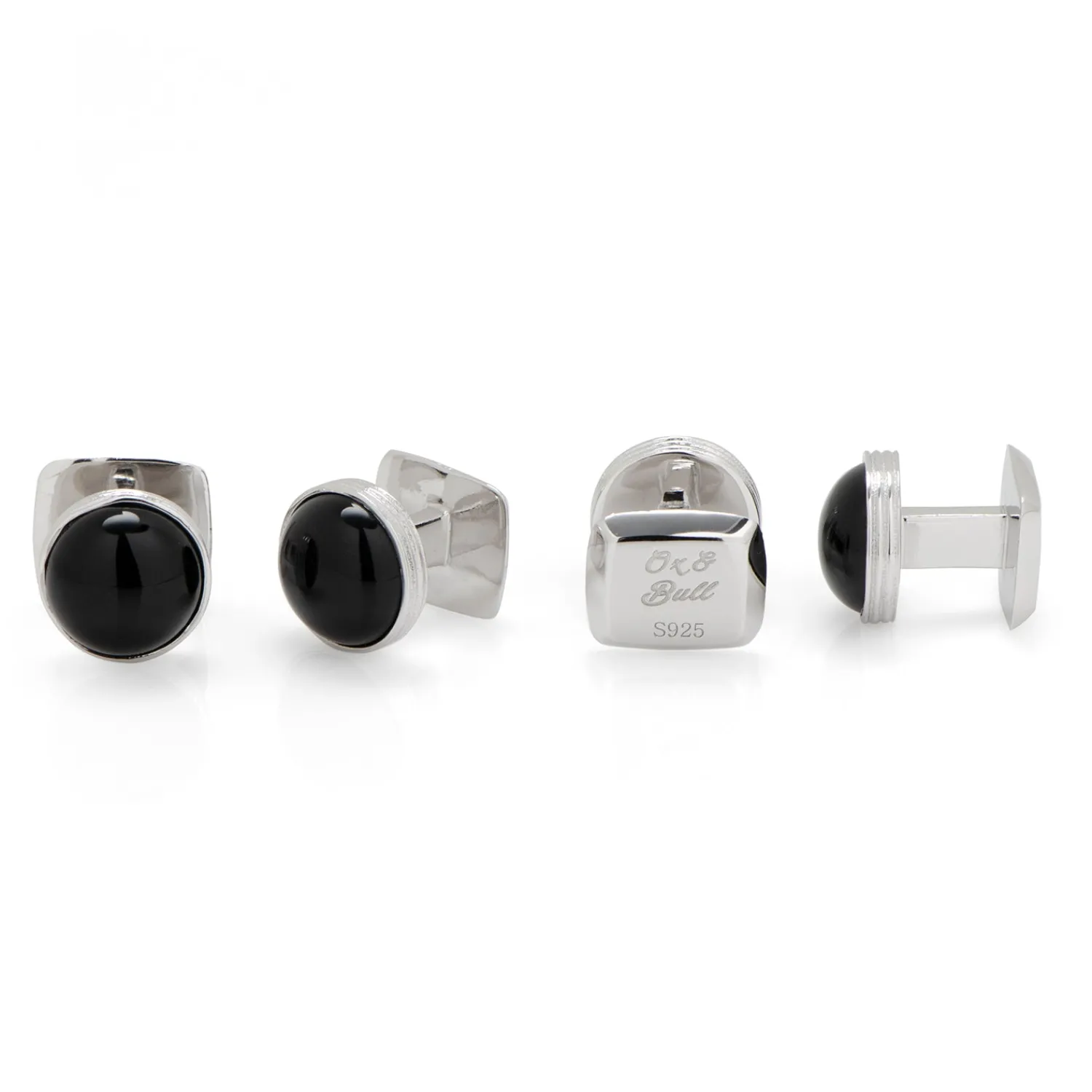 Outlet Sterling Silver Ribbed Onyx Studs Stud Sets