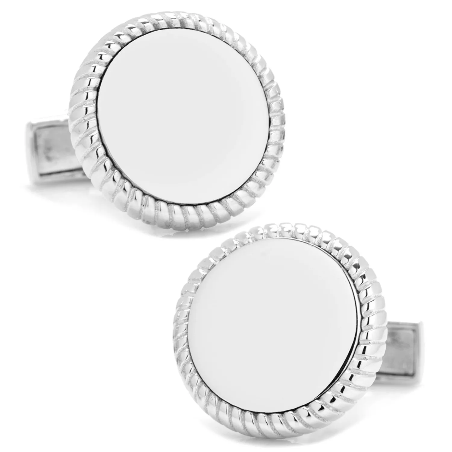Best Sterling Silver Rope Border Engravable Round Cufflinks Luxury Cufflinks | Hobbies & Interests Cufflinks