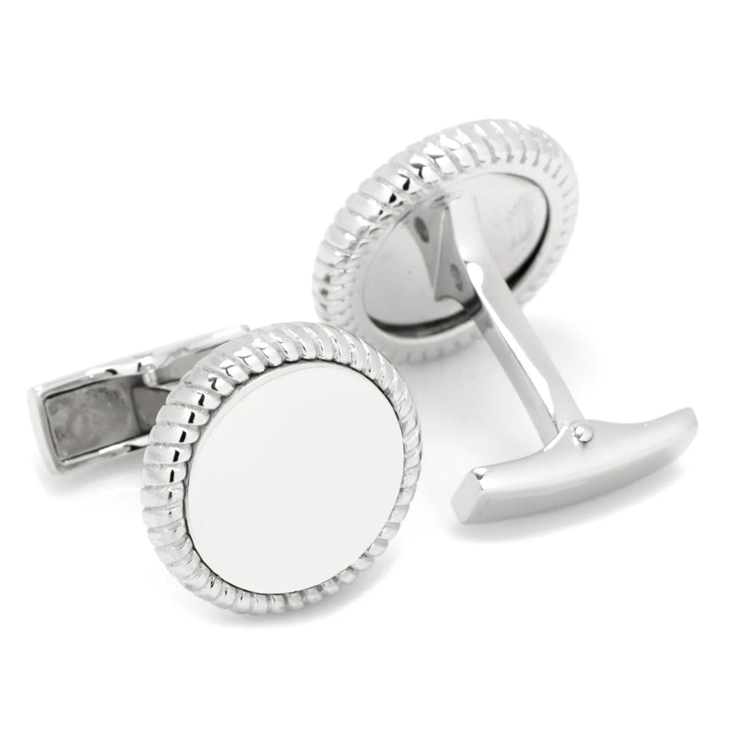 Best Sterling Silver Rope Border Engravable Round Cufflinks Luxury Cufflinks | Hobbies & Interests Cufflinks