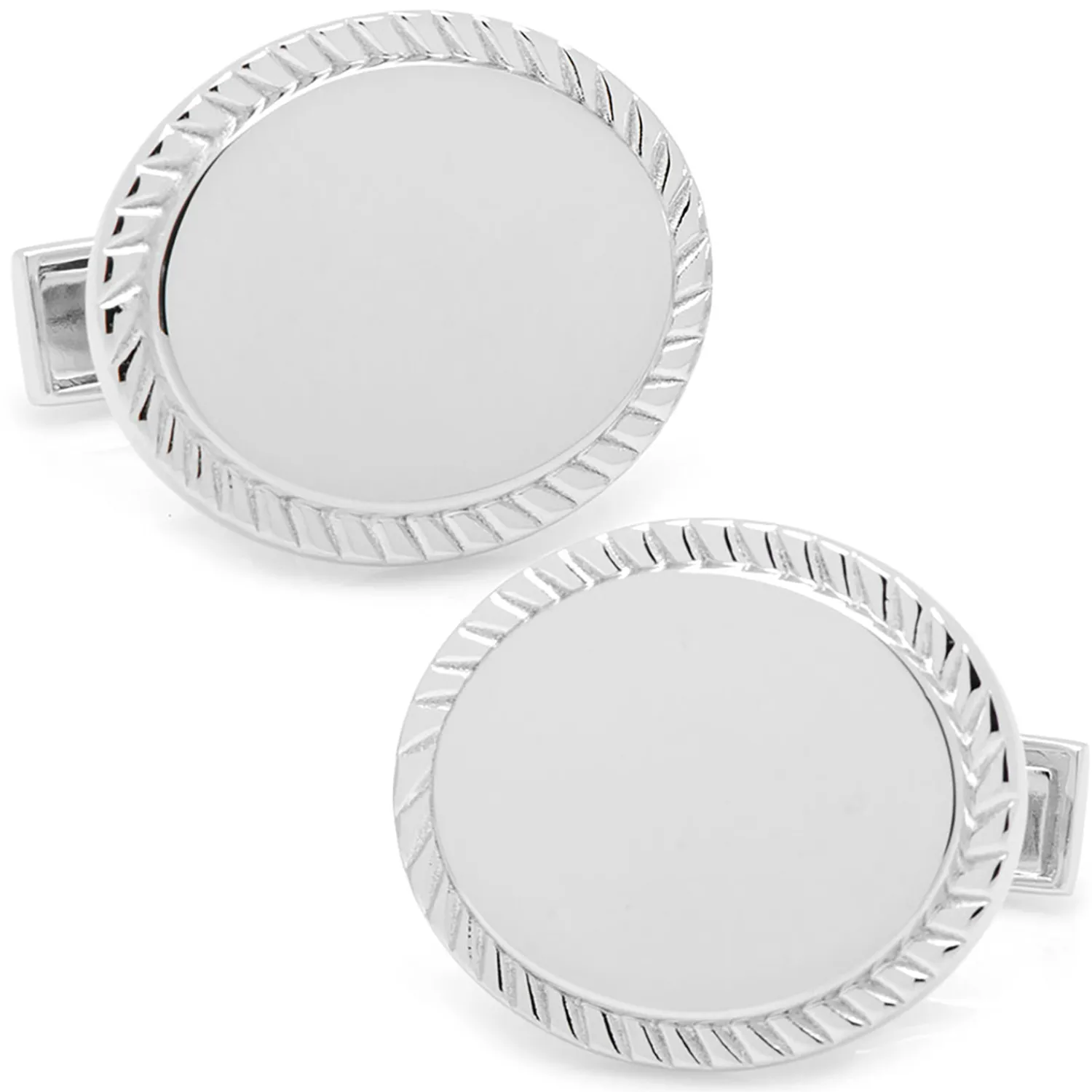 Store Sterling Silver Rope Border Oval Engravable Cufflinks Luxury Cufflinks | Hobbies & Interests Cufflinks