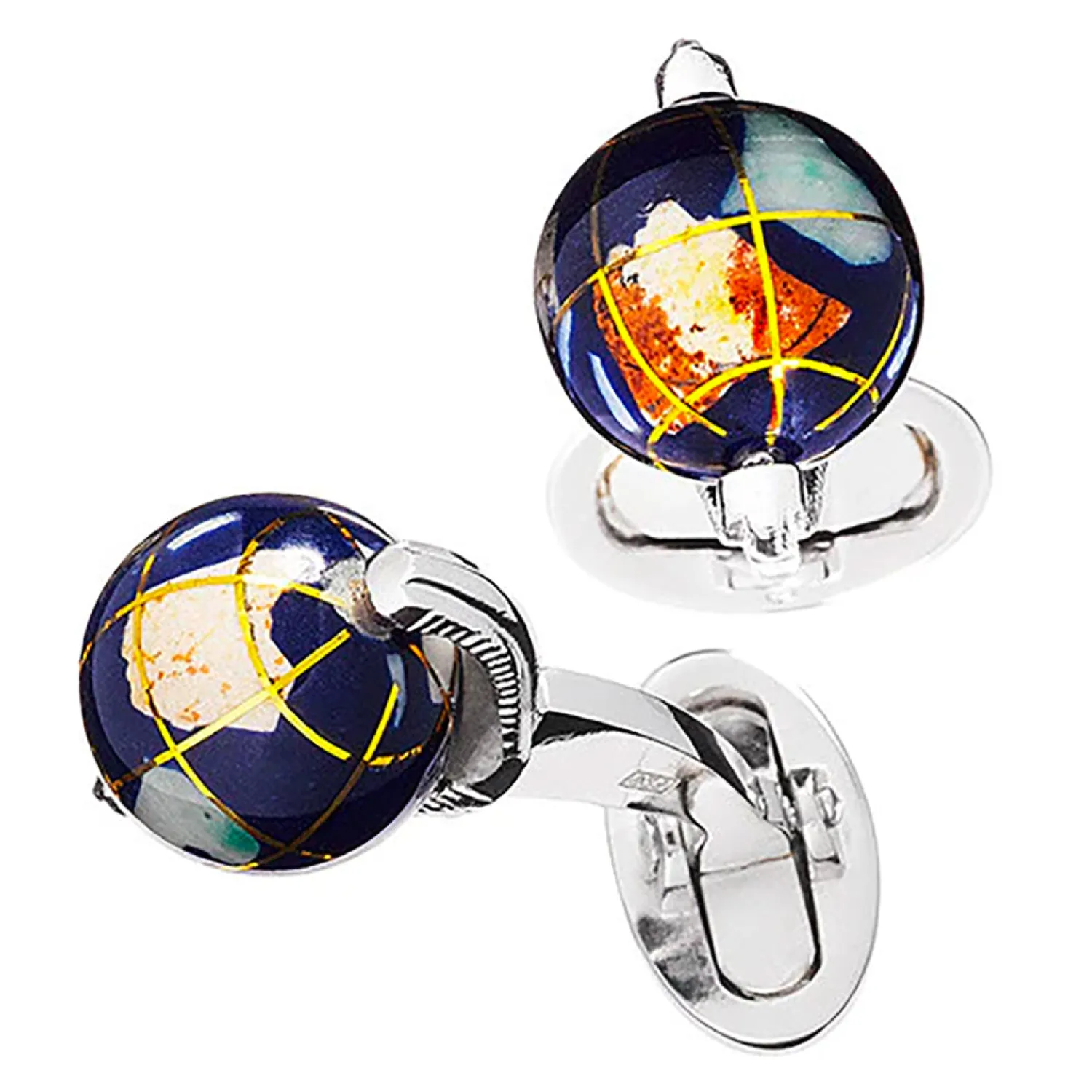 Store Sterling Silver Spinning Globe Cufflinks Luxury Cufflinks | Designer Cufflinks
