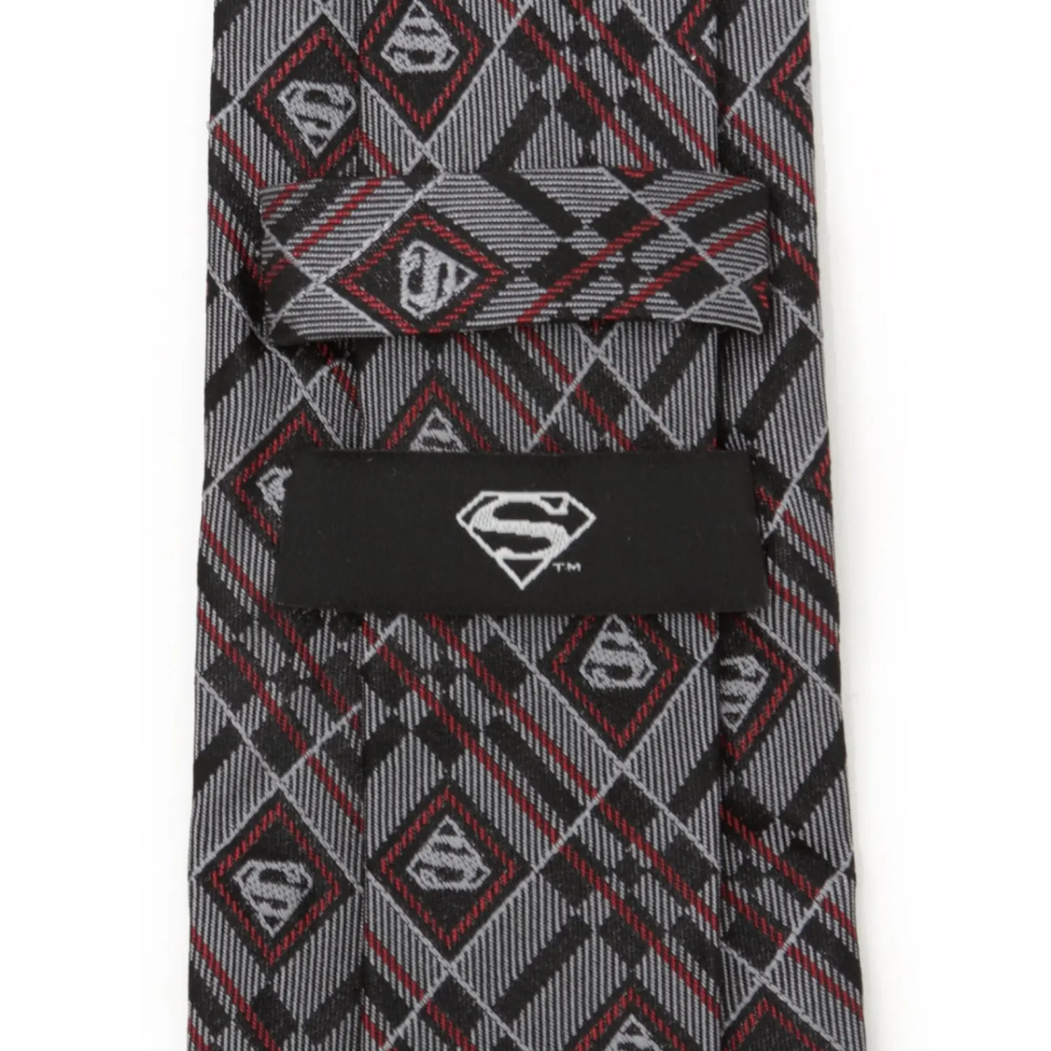 superman_geometric_gray_silk_mens_tie_3.webp Best Sale Superman Geometric Gray Silk Men's Tie Dc Comics Ties