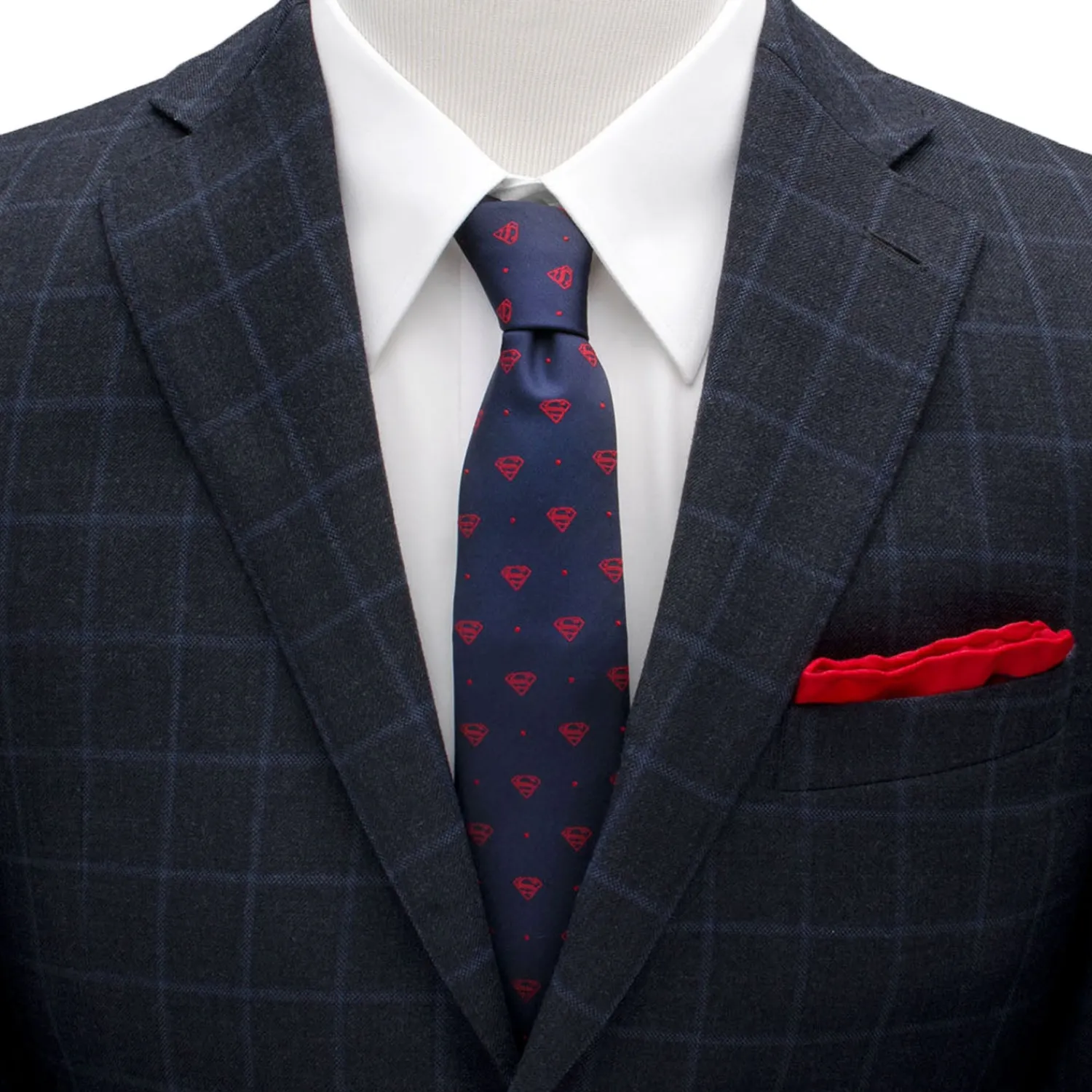 Discount Superman Shield Navy and Red Dot Tie Dc Comics Ties