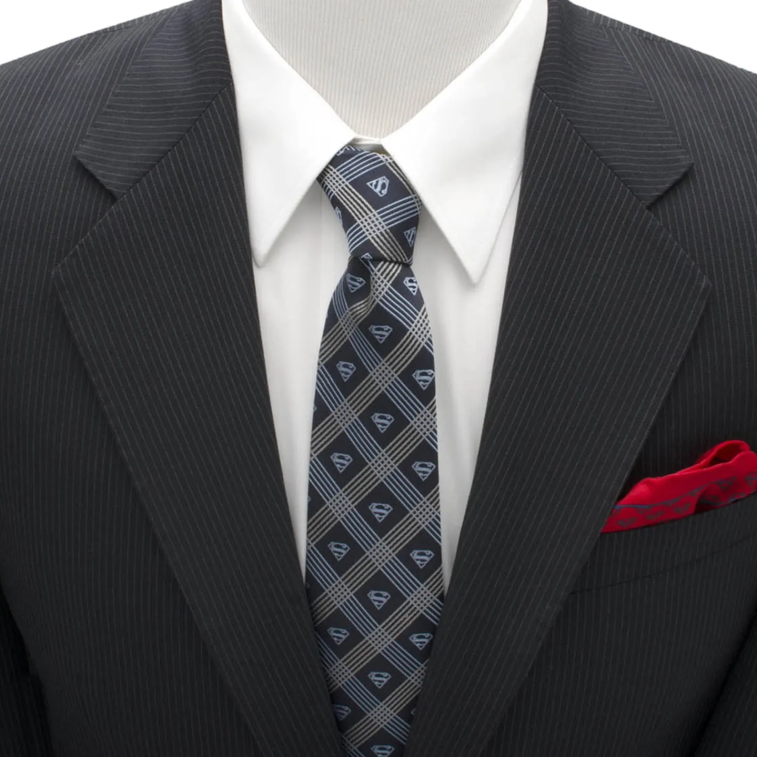 Online Superman Shield Navy Plaid Mens Tie Dc Comics Ties