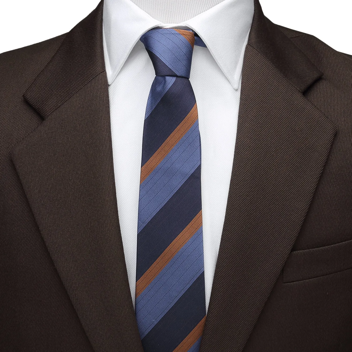 Clearance The Andrew Tie (Blue Orange Stripe Men's Tie) Classic Ties